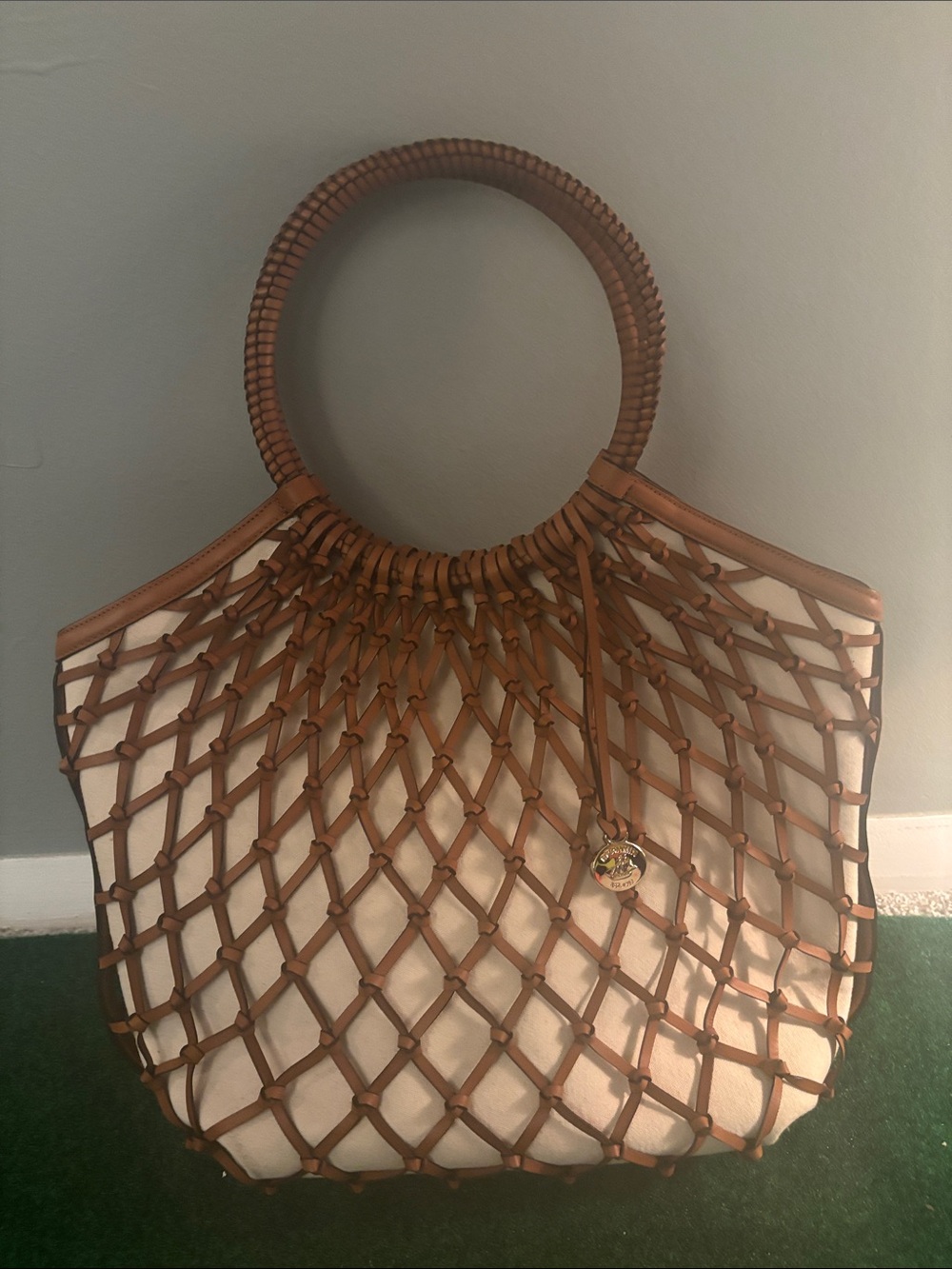 Brahmin Tan and Brown Cut out Leather Purse RARE Never Used